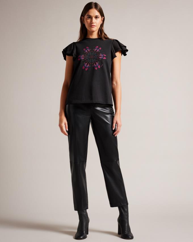 T-Shirt Ted Baker Kaleidoscope Graphic Noir Femme | MUL-55132066